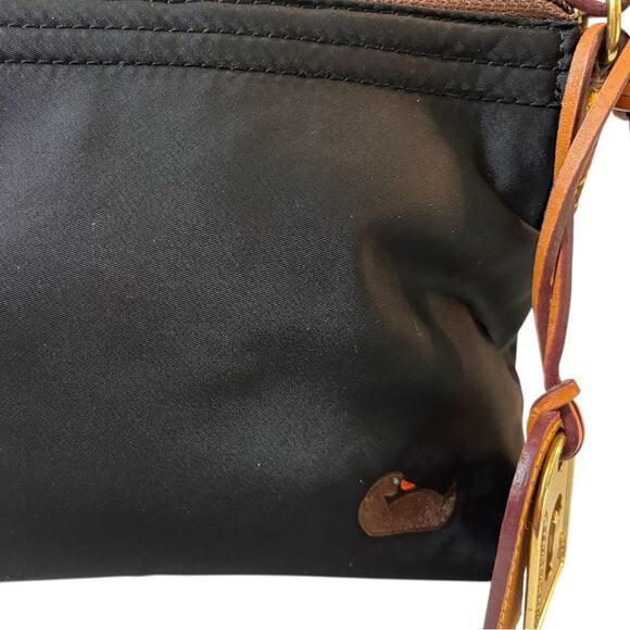 Dooney & Bourke Vintage Black Bag with Brown Embroidered Duck and Brass Hangtag - Picture 2 of 10